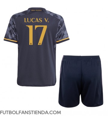 Real Madrid Lucas Vazquez #17 Segunda Equipación Niños 2023-24 Manga Corta (+ Pantalones cortos)
